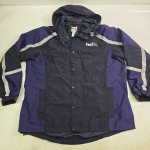 FedEx Stan Herman VF Imagewear Reflective Rain Coat Nylon Windbreaker Hooded 2XL